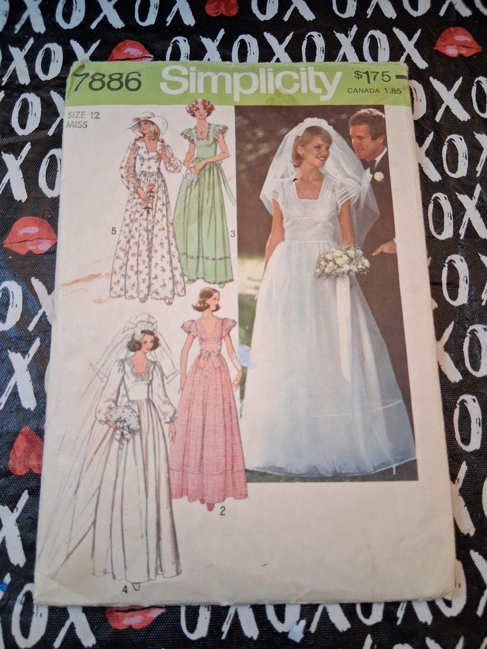 Simplicity White and Green Wedding Dress Pattern Packet